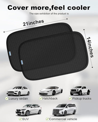 PEMOTech Car Window Shades for Baby【8 Suction Cups & Static Cling】 2 Pack-21"x14" Side Window Cover for Child,Certified Sunshades for Kids to Block 99.9% UVR, Sun Shade Universal Fit Most of Cars