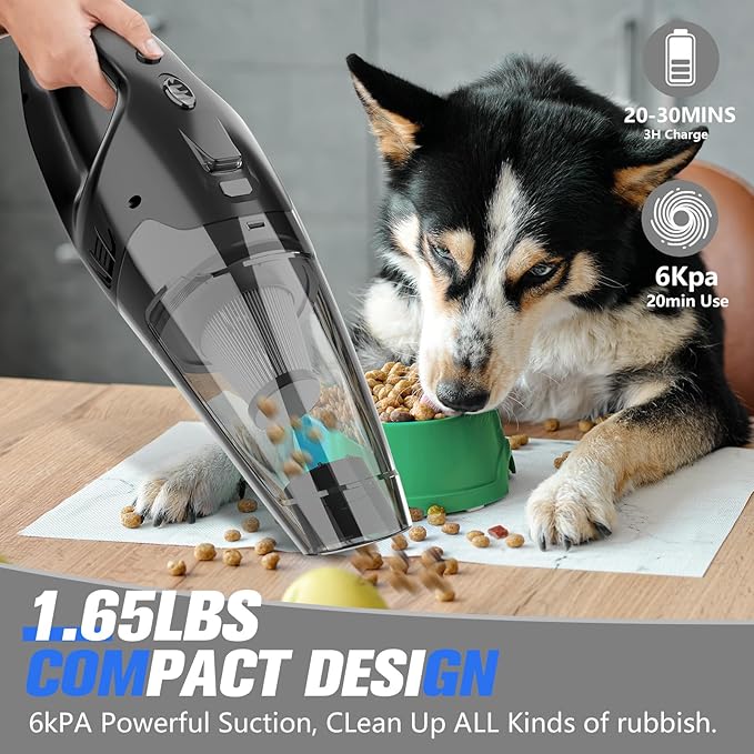 BSRCO Handheld Vacuum, 120W High Power Hand Held Vacuum Cordless Rechargeable with Washable HEPA Filter, 25 Mins Long Runtime Lightweight Portable Car Vacuum for Home Sofa Vehicle Deep Cleaning