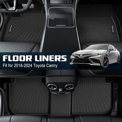 Floor Mats & Cargo Liner for 2018 2019 2020 2021 2022 2023 2024 Toyota Camry (FWD Only, Not for Hybrid) All Weather Protection TPE Rubber Full Set Floor Liners & Trunk Mat 2024 Camry Accessories