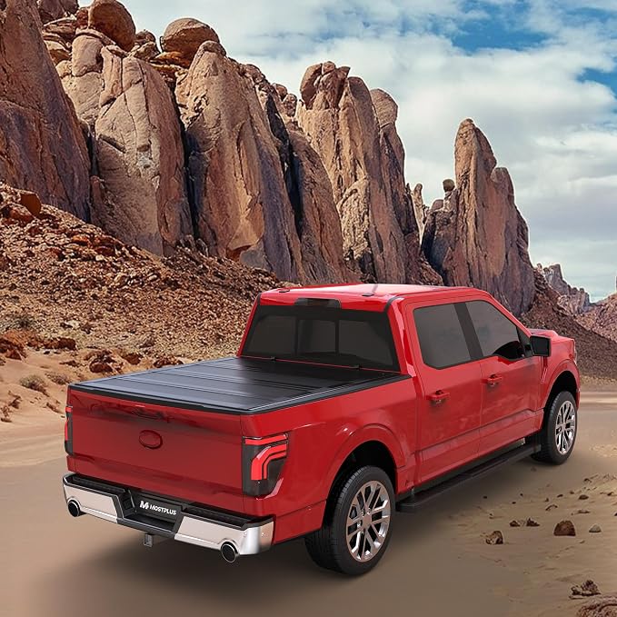 MOSTPLUS 5.5FT Low Profile Hard Quad Fold Tonneau Cover Compatible for 2004-2014 Ford F-150 2WD/4WD Low Profile Bed Cover (67Inch)