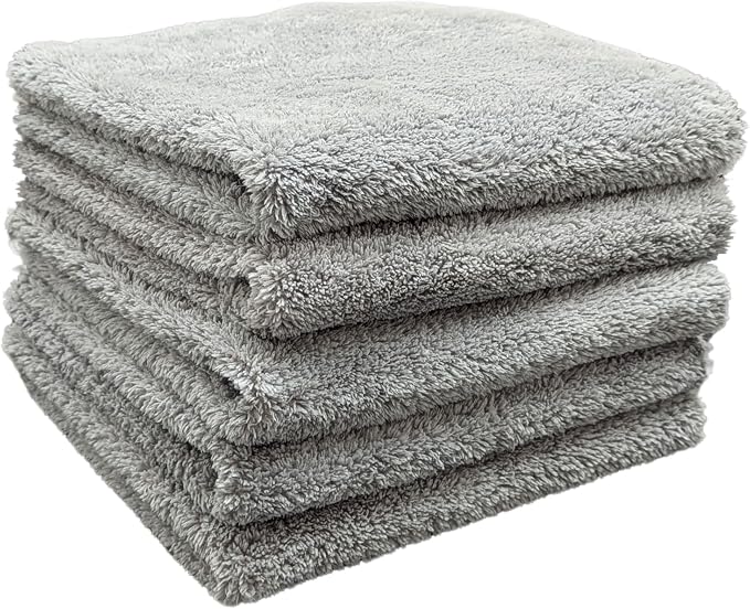 Freebird 400 Edgeless Microfiber Towels, 16x16 inches, for Quick Detailers, Waterless Wash, Spray Waxes for Touch Ups, 70/30 Premium Korean Microfiber, 400 GSM, Ice Gray, (5 Pack)