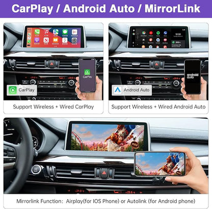 Wireless CarPlay Retrofit Kit Decoder Compatible with BMW 1/2/3/4/5/6/7/X1/X3/X4/X5/X6 (2012–2016), for NBT System, Supports Android Auto, Mirror Link, Reverse Camera