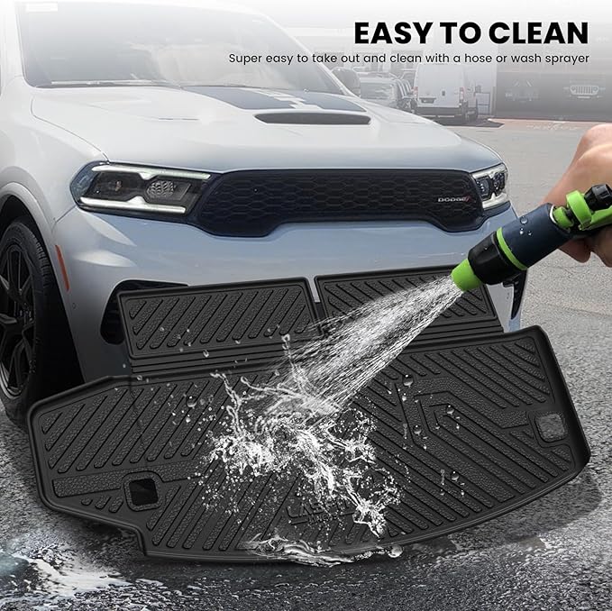 LASFIT Trunk Mat & Backrest Mat for Dodge Durango 2011-2026, Fit 2nd Row Bench Seat(7 Seats) & 2nd Row Bucket Seat (6 Seats), Not for 5 Seats, All Weather TPE Custom Fit Car Mat Cargo Liner, Black