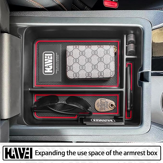 HGWEI Center Console Organizer Compatible with Honda Pilot 2023 2024 2025 2026 and Ridgeline/Passport 2024 2025 2026 Interior Accessories Insert Armrest Storage Box Tray, Red