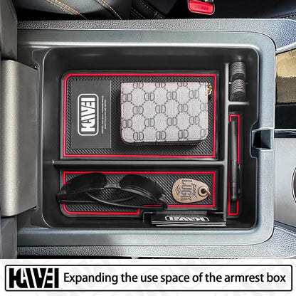 HGWEI Center Console Organizer Compatible with Honda Pilot 2023 2024 2025 2026 and Ridgeline/Passport 2024 2025 2026 Interior Accessories Insert Armrest Storage Box Tray, Red