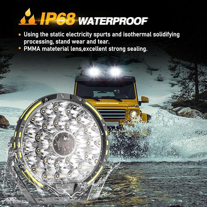 Auxbeam Round Off Road Light, 360-PRO Series 9 Inch LED Driving Light Bar 270W 37776LM Spot Flood Combo Spotlights Offroad Lighting Pod Lights for Truck Jeep ATV, 2 Years Warranty