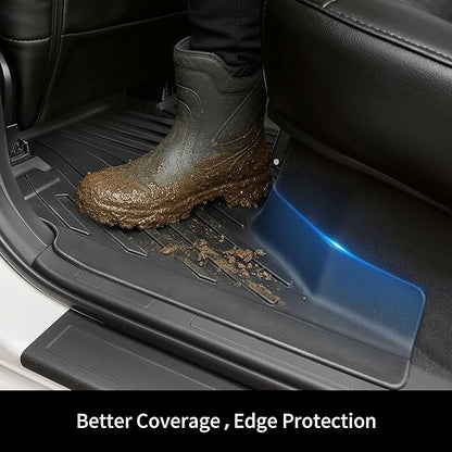 OEDRO Upgraded Floor Mats Fit for Toyota Tacoma 2016-2023 (Only for Double Cab & Automatic), All Weather TPE Tacoma Floor Liner Front and Rear 2 Row Mats,Black
