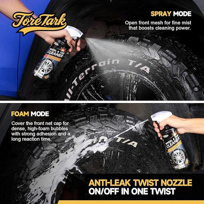 toretark Wheel Cleaner & Tire Cleaner & Rim Cleaner, Professional 3 in 1 Car Wash Iron Remover Cleaning Spray for Car Detailing Supplies 16 Fl Oz