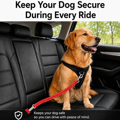 Dog Seat Belt 2Pcs, Retractable Pet Car Harness, Adjustable Dog SeatBelts for Vehicle, Nylon Pet Safety with Elastic Bungee