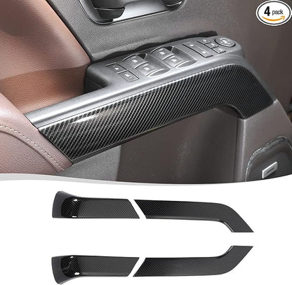 Voodonala for Chevy Silverado Car Door Interior Trim Cover Kits Compatibe with Chevy Silverado 2014-2018(ABS,4pcs/Set,Carbon Fiber Black)