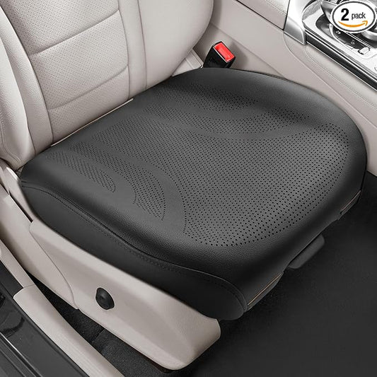 2 Pack Front Leatherette Seat Covers Faux Leather Bottom Car Seat Covers, Super Breathable,Anti-Slip,Universal Seat Covers for Cars,Full Wrapping Edge Fit for Most Sedans SUV Pick-up (2 Pack Black)