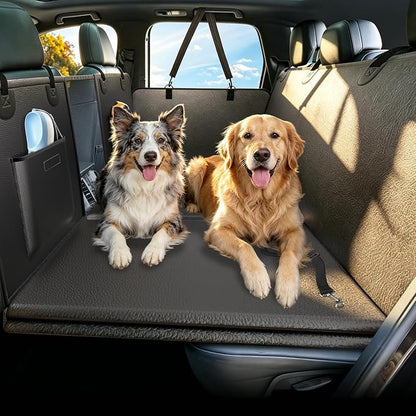Truck Back Seat Extender for Dogs - Dog Seat Cover Back Seat for Trucks with Hard Bottom, Waterproof Anti Scratch Dog Travel Hammock for F150 RAM Silverado Sierra Tundra, Black
