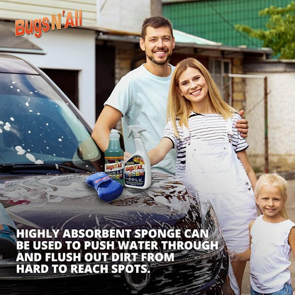Bugs N’ All Bug Sponge - Bug and Tar Remover for Car Exterior and Interior - Ultra Soft Mesh Car Wash Sponge for Scratch Free Scrubbing - 8.25 by 4.75 inch, 1 Pack