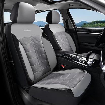 Coverado Air Mesh Seat Cover, Car Seat Cover Front Seats, 3D Breathable Seat Protectors Sports Carbon Fiber Design Airbag Compatible Comfort Universal for Most Cars, Van,Trucks, SUV, Grey