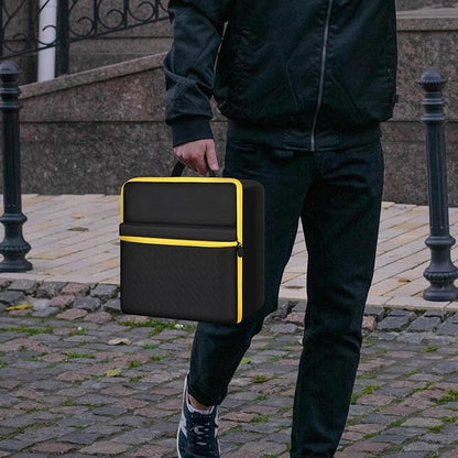 Car Jumper Starter Storage Bag Compatible with DEWALT DXAEJ14 Digital Portable Power Station Air Compressor, Carrying Case Holder Container (Black with Yellow Inner Case Only)