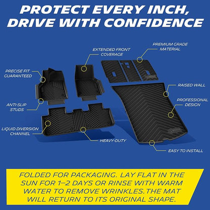 Michelin Vehicle Mat, All-Weather TPE Custom Fit Liner for Tesla Model Y 5 Seat Floor Mats 2025-2027 (7 Piece), Premier