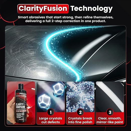 Clarity Compound - Scratch & Swirl Remover for Cars with ClarityFusion Technology - One Step Scratch Remover for Clear Coat & Paint Restoration - Removes Scratches, Swirls & Oxidation - 16 oz