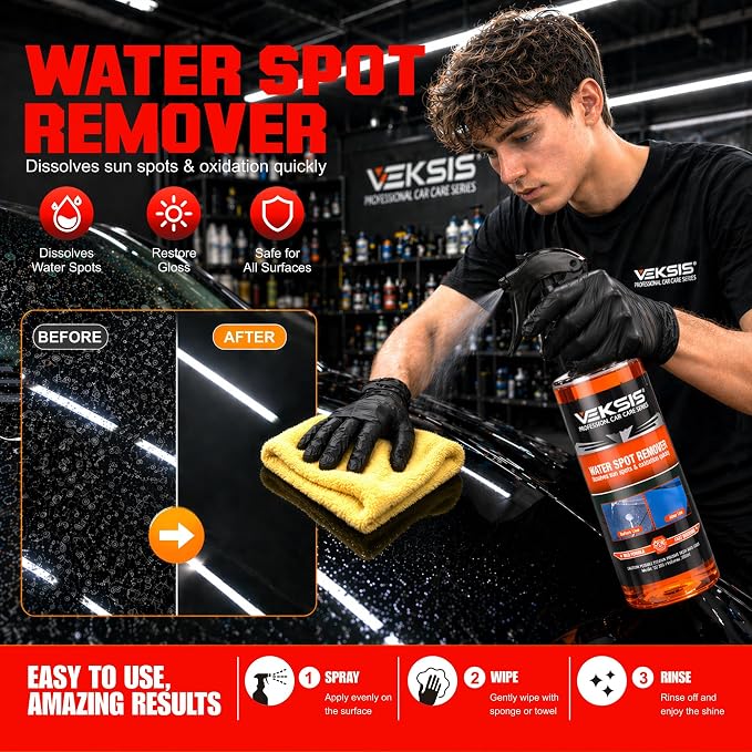 Water Spot Remover – 300ml Heavy Duty Liquid for Car Paint, Glass & Chrome – Dissolves Hard Water Stains & Mineral Deposits – Safe for Ceramic Coating & Clear Coat – Streak-Free Finish
