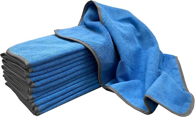 Detailer's Preference Large 320 GSM Microfiber Towels for Car Detailing, Washing, Drying, Ultra Soft Terry Weave, Scratch-Free, Lint-Free, Multi-Surface, Reusable, 16x24 Inch, 12-Pack, Blue
