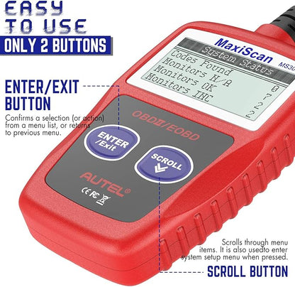 Autel OBD2 Scanner MS309 Universal Car Engine Fault Code Reader, Check Engine Light and Emission Monitor Status, OBDII CAN Diagnostic Scan Tool