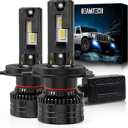 BEAMTECH H4/9003 Bulbs, 900% Brighter Canbus Ready 6500K White Light or Fog Light, 2 Bulbs.