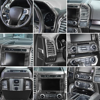 JeCar 16pcs Black Wood Grain Interior Trim Kit for 2015-2020 Ford F150 Interior Accessories