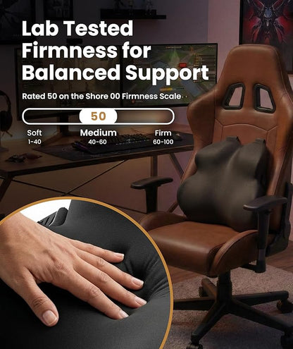 Elevate Series by Everlasting Comfort Lumbar Support Pillow for Office Chair - Memory Foam Back Cushion for Car Seat - Promotes Better Posture, Back Pain Relief - Ideal for Gaming and Desk Chairs