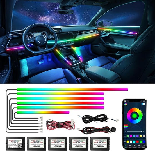 Dreamcolor Acrylic Car Lights, 6 in 1 LED Strip Lights with APP Control and 213 Color Modes, Decorative Lights, Neon Ambient Lighting Kits