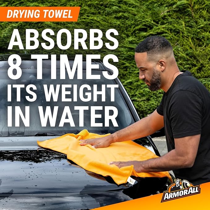 Car Wash and Interior Cleaner Kit by Armor All, Includes Towel, Tire Foam, Glass Spray, Protectant Spray Cleaning