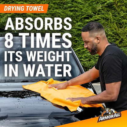 Car Wash and Interior Cleaner Kit by Armor All, Includes Towel, Tire Foam, Glass Spray, Protectant Spray Cleaning