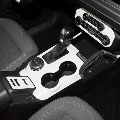 9PCS Full Set Interior Trim Kit Fit for Ford Bronco 2021-2024 4 Door,Center Console Gear Shift Panel Inner Door Handle (White)