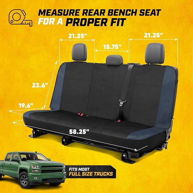 CAT MeshFlex Seat Covers Full Set for Full-Size Pickup Trucks Only - Blue | Front Bucket Seat Covers & 60/40 Split Rear Bench Protector – Interior Accessories For F-150, Silverado, Ram, Sierra & Tundra