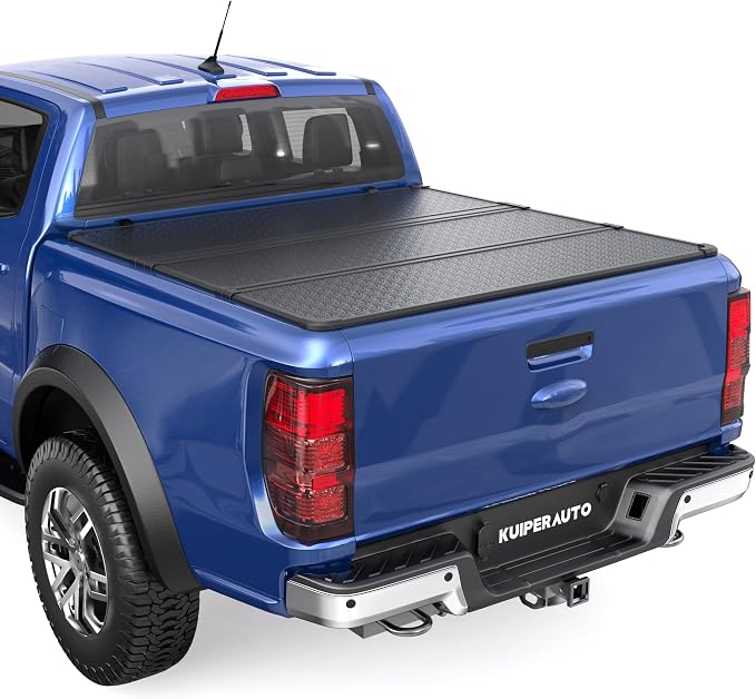 KUIPERAUTO 6FT Fiberglass Hard Tri Truck Bed Tonneau Cover Compatible for 1982-2011 Ford Ranger,72inch
