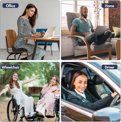 Car Seat Cushion, Ergonomic Memory Foam Car Seat Pad for Sciatica Pain Relief, Larger Driving Seat Cushion for Car Short Drivers on Long Drives - Butt Cushion for Car,Truck, Office - Black