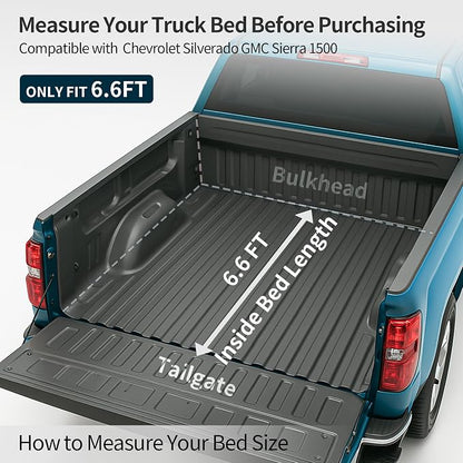 OEDRO Quad Fold Hard Truck Bed Tonneau Cover Fit for Chevy Silverado 1500 / GMC Sierra 1500 New Body Style 2019-2026 with 6.6ft Bed w/o Multi-Flex Tailgate, Black