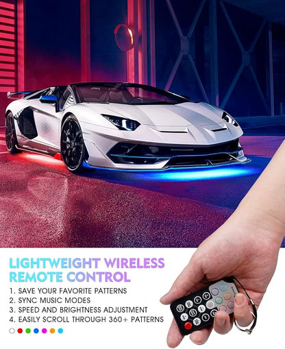 Xprite Aluminum Dreamcolor Car Underglow Light Bar, Bluetooth Underbody Chasing Dancing Neon Accent Lighting LED Rigid Lightbar 6 Pcs, Silicone Sealed Waterproof RGB Glow Lights Kit for Trucks SUV