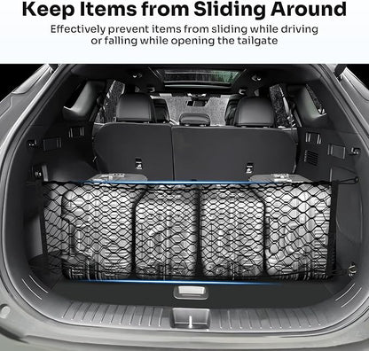 Canvcle Trunk Cargo Net for 2023-2025 2026 Kia Sportage Accessories Envelope Style Mesh Trunk Net Organizer and Storage Stretchable Adjustable Elastic Nylon Rear Cargo Netting with Hooks