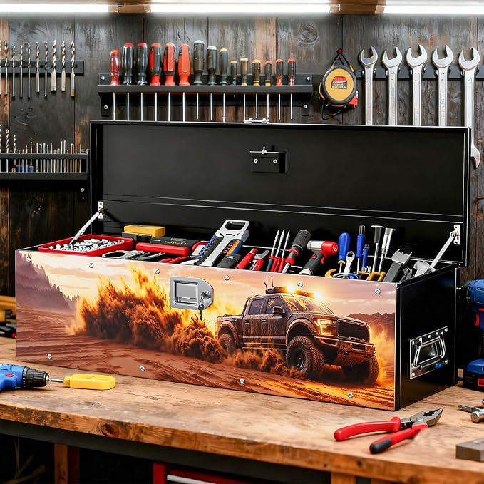 Truck Bed Tool Box, F150 Accessories, Truck toolBox compatible with F150,38.5 x 11.6 x 9.6 Inches, Alloy Steel, Lockable, Weathertight, Rust Resistant, Flip Top, for Pickup Trucks