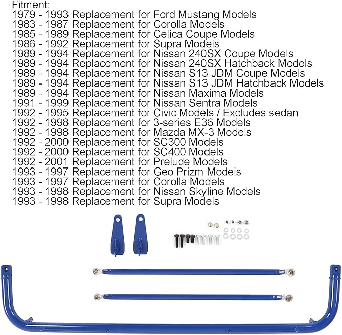 Precise 49in Racing Safety Seat Belt Chassis Roll Harness Bar Kit Stainless Steel Universal for Racing Enthusiasts (Blue)
