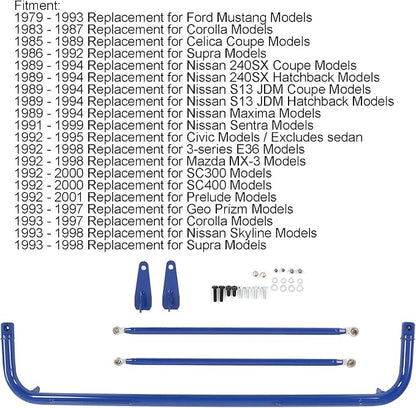 Precise 49in Racing Safety Seat Belt Chassis Roll Harness Bar Kit Stainless Steel Universal for Racing Enthusiasts (Blue)