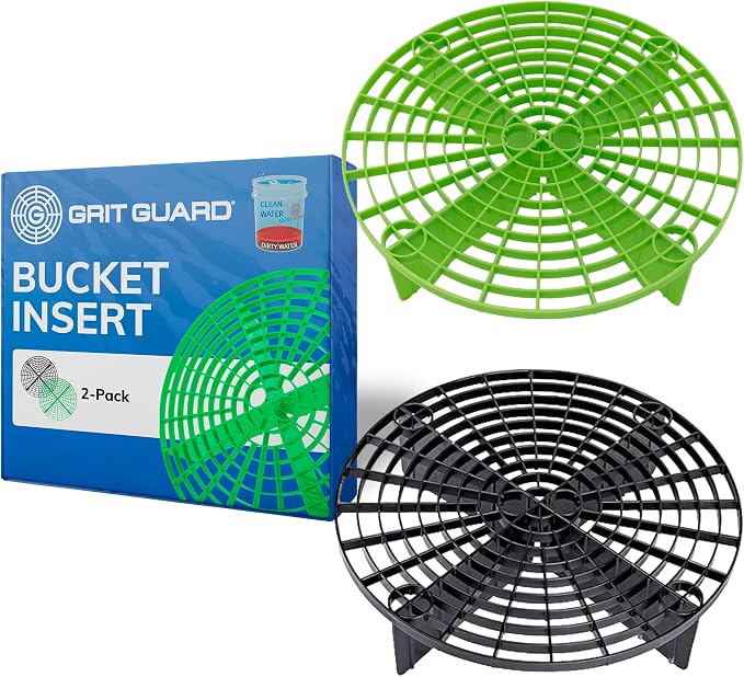 Grit Guard The Original Black/Green Bucket Insert (2 Pack) | 10" Diameter Car Wash Bucket Guard for Car Washing & Detailing | Compatible with 3.5, 4, 5 and 6 Gallon Buckets - Made in the USA
