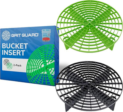 Grit Guard The Original Black/Green Bucket Insert (2 Pack) | 10" Diameter Car Wash Bucket Guard for Car Washing & Detailing | Compatible with 3.5, 4, 5 and 6 Gallon Buckets - Made in the USA