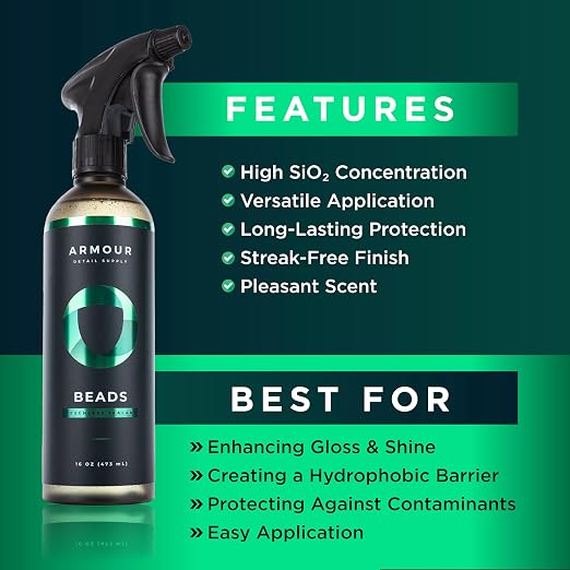 Armour Detail Supply - Beads Touchless Sealant - Glossy Hydrophobic Spray Finish with Fast Cure Time for All Exterior Surfaces - 128 oz
