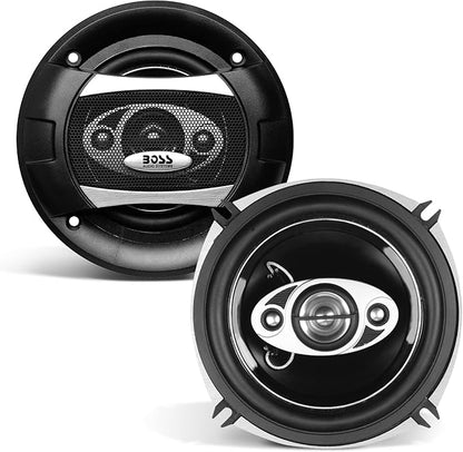 BOSS Audio Systems P55.4C Phantom Series 5.25 Inch Car Stereo Door Speakers - 300 Watts Max, 4 Way, Full Range Audio, Tweeters, Coaxial, Sold in Pairs
