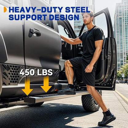 6.5 Inches Running Boards Compatible with 2019-2026 Ram 1500 | New Body Style Crew Cab with 4 Full-Size Doors (Excl. 1500 Classic), Side Step Nerf Bars Side Bars