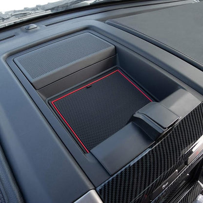 JDMCAR Liner Accessories Compatible with Ford F150 2015 2016 2017 2018 2019 2020 Premium Cup Holder, Center Console, and Door Pockets Rubber Inserts Kit (Bucket Super Crew) (Red Trim)