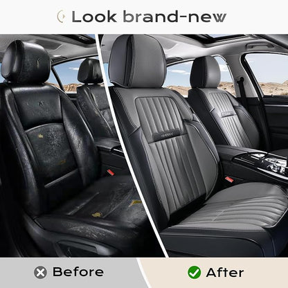 Coverado Car Seat Covers Front Seats, Seat Covers for Cars, Car Seat Protector, 2-Pack Car Seat Cushion Nappa Leather, Waterproof Seat Covers Carseat Cover Universal Fit for Most Cars(Black&Gray)