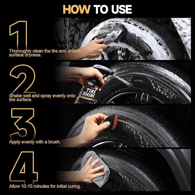 toretark Ceramic Tire Shine Spray — High-Gloss Wet Look Tire Coating with Ultra-Dense Nylon Brush Applicator, UV Protection, Long-Lasting Shine for Car Truck RV Motorcycle16 Fl Oz (2 Pack)