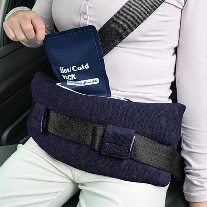 Seat Belt Pillow Post-Surgery – with Ice/Hot Pocket for C-Section, for Chest/Heart Travel