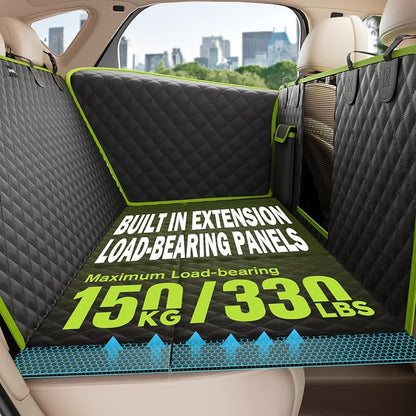 Pecute Dog Car Seat Cover for Back Seat 53.54 * 23.62 in, Car Window Fixing for Maximum Car Protection, Leather Fabric Back Seat Extender for Dogs, Waterproof & Scratch-Resistant, Support to 330 lbs